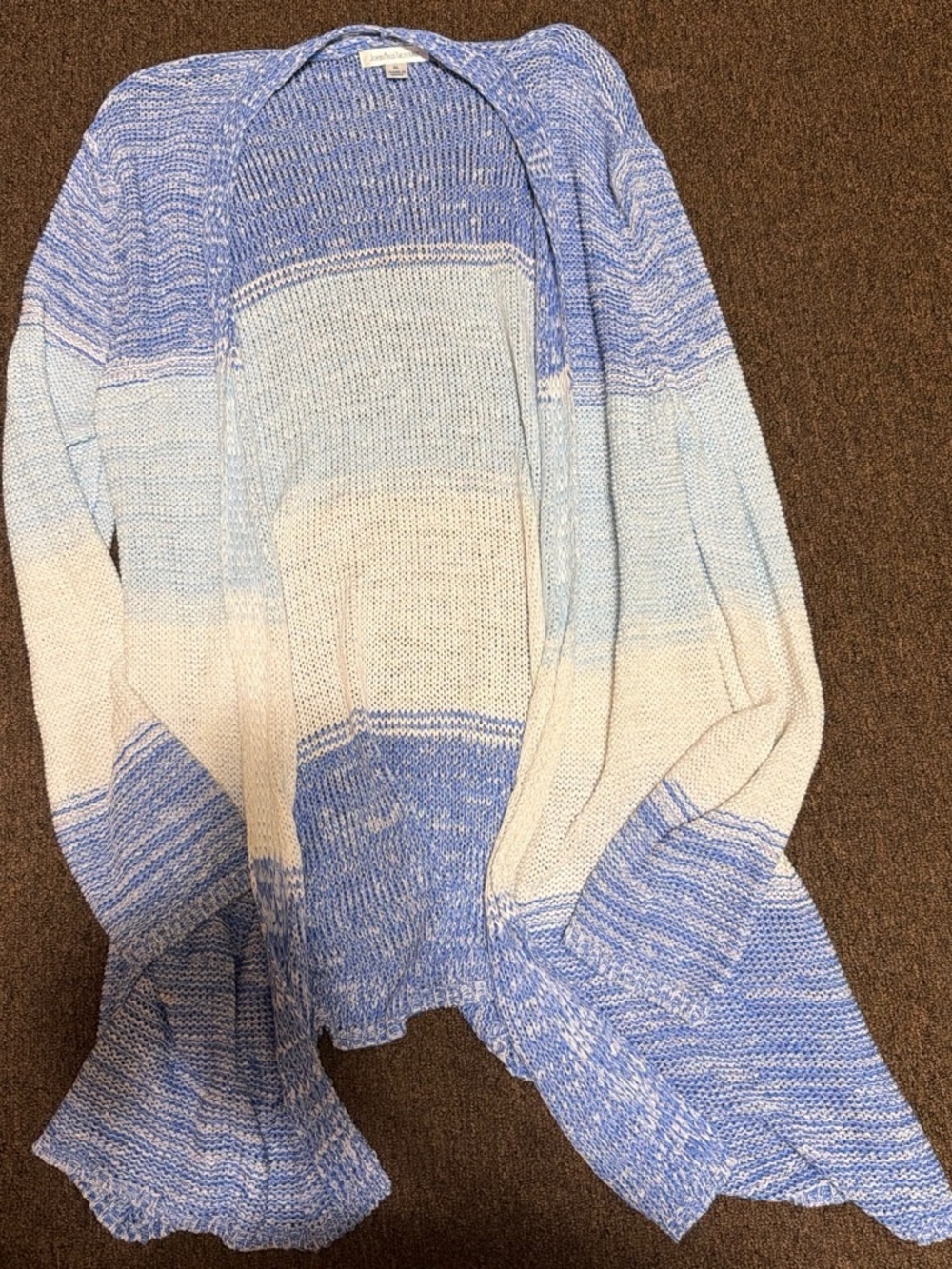 JohnPaulRichard Blue and Cream Ombre Open-Front Cardigan